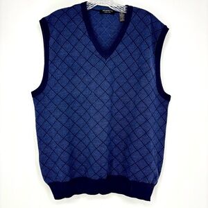 Segreto Men's Sweater Vest Merino Wool Size X-Large Blue Made In Italy V Neck